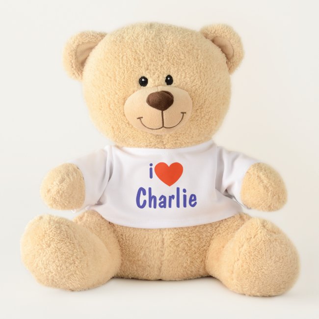 Cuddly Toy with I Love (Your Name Choice) Bear
