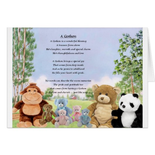 Cuddly toys Godson Cards (Front Horizontal)