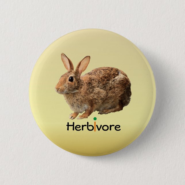 Cuddly Vegan Herbivore Wild Bunny Yellow Pinback Button (Front)