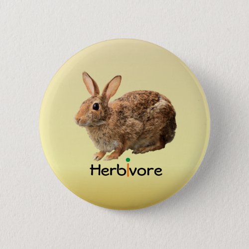 Cuddly Vegan Herbivore Wild Bunny Yellow Pinback Button