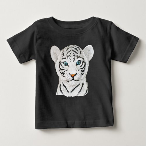 Cuddly White Tiger Art _ Cute Wildlife Art Baby T_Shirt