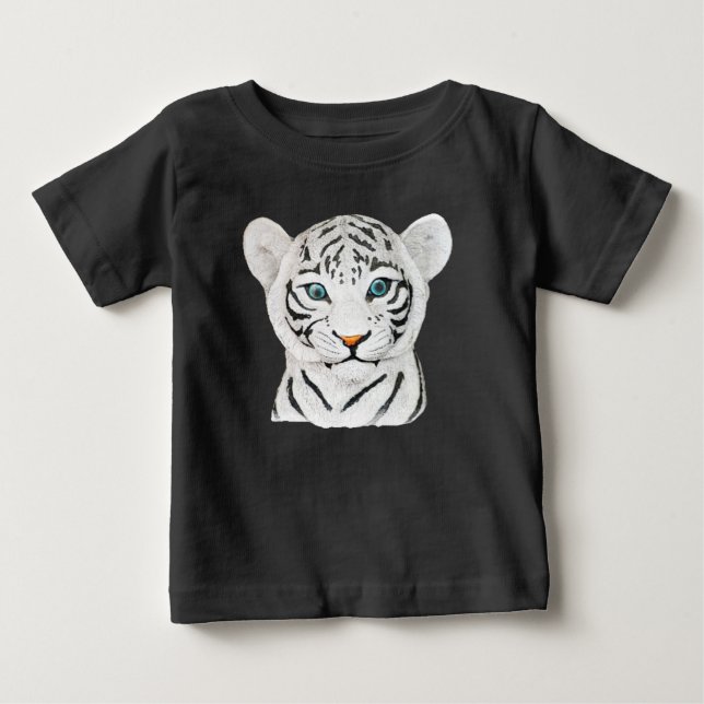 Cuddly White Tiger Art - Cute Wildlife Art Baby T-Shirt (Front)