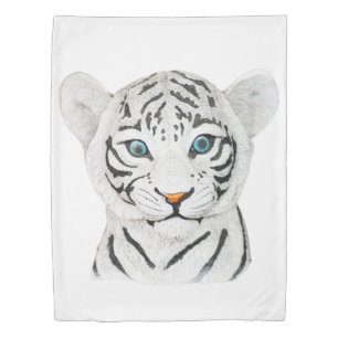 Cuddly White Tiger Art - Cute Wildlife Art Duvet Cover