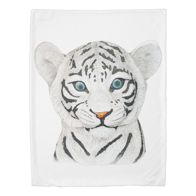Cuddly White Tiger Art - Cute Wildlife Art Duvet Cover (Front)