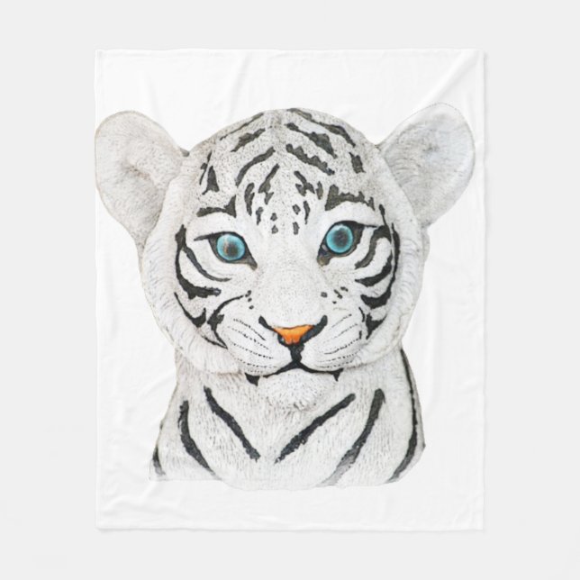 Cuddly White Tiger Art - Cute Wildlife Art Fleece Blanket (Front)