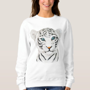 Cuddly White Tiger Art - Cute Wildlife Art Sweatshirt