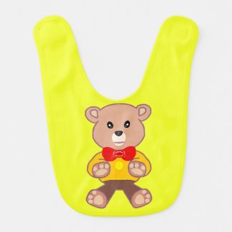 Cuddly Yellow Popcorn Anime Teddy Bear Baby Bib