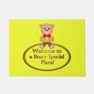 Cuddly Yellow Popcorn Anime Teddy Bear Door Mat