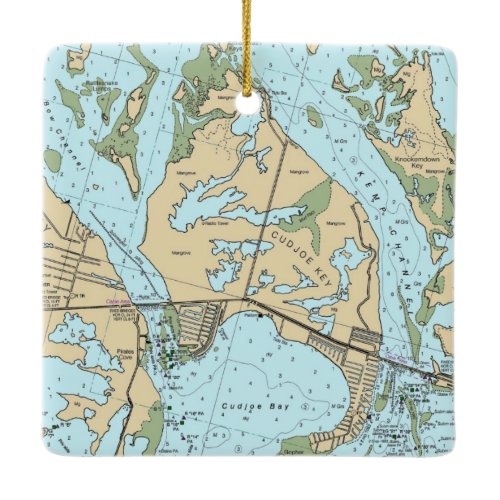 Cudjoe Key Sailing Chart Ceramic Ornament