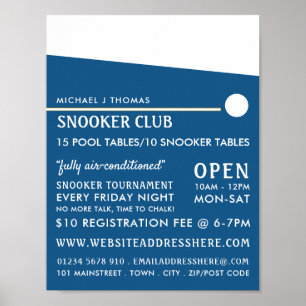 Cue Ball, Pool Club, Snooker Club Advertising Poster
