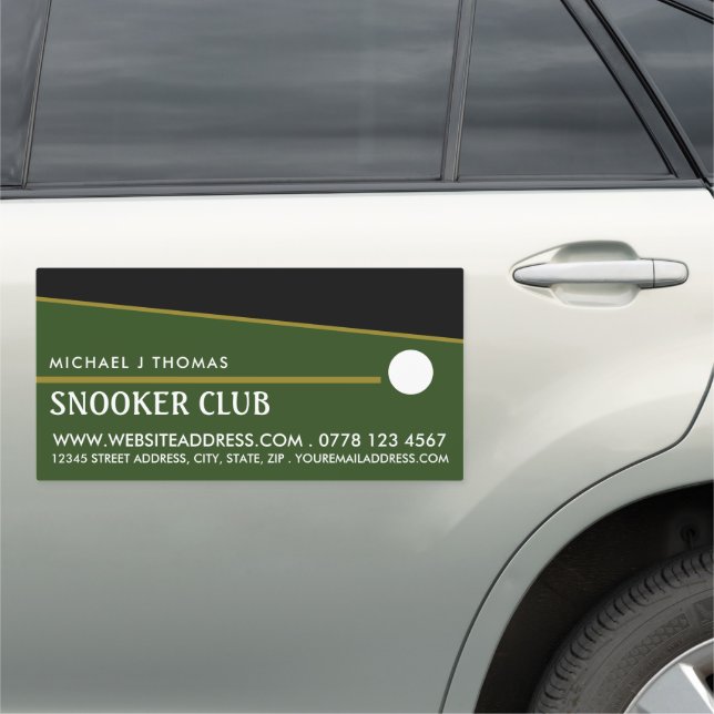Cue Ball, Pool & Snooker Club Car Magnet (In Situ)