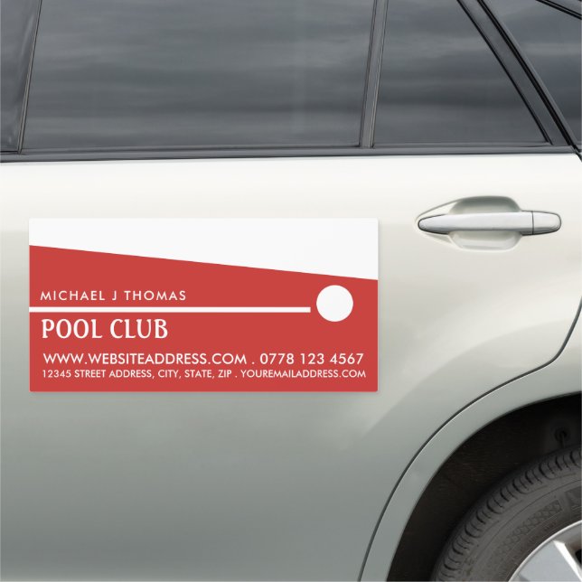 Cue Ball, Pool & Snooker Club Car Magnet (In Situ)