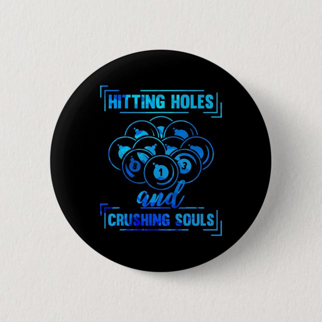 Cue Funny Billiards Pool Player Funny  Button (Front)