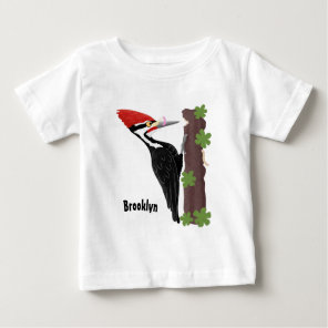 Cue funny Pileated woodpecker cartoon illustration Baby T-Shirt