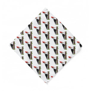 Cue funny Pileated woodpecker cartoon illustration Bandana