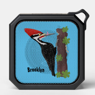 Cue funny Pileated woodpecker cartoon illustration Bluetooth Speaker