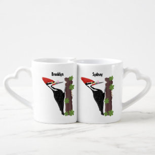 Cue funny Pileated woodpecker cartoon illustration Coffee Mug Set