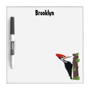 Cue funny Pileated woodpecker cartoon illustration Dry Erase Board