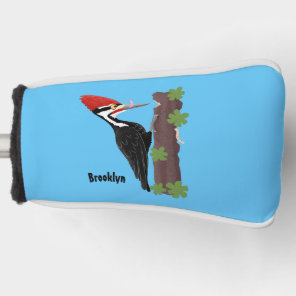 Cue funny Pileated woodpecker cartoon illustration Golf Head Cover