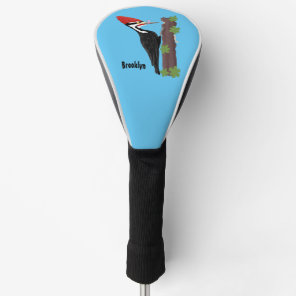 Cue funny Pileated woodpecker cartoon illustration Golf Head Cover