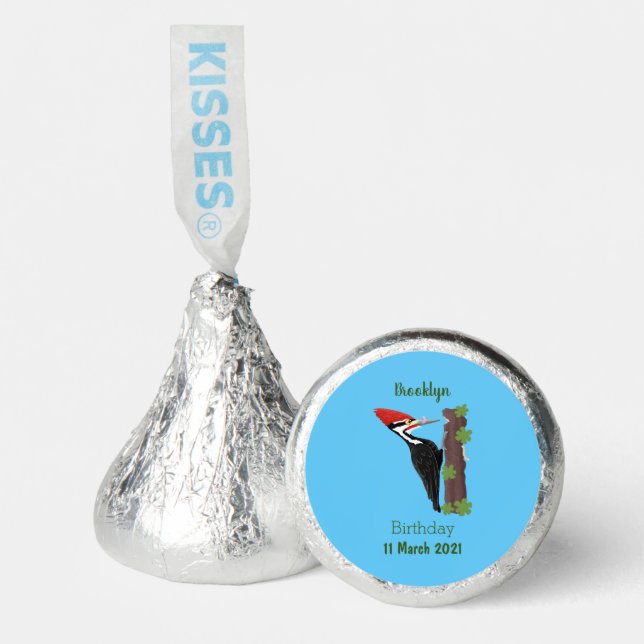 Cue funny Pileated woodpecker cartoon illustration Hershey®'s Kisses® (Front)