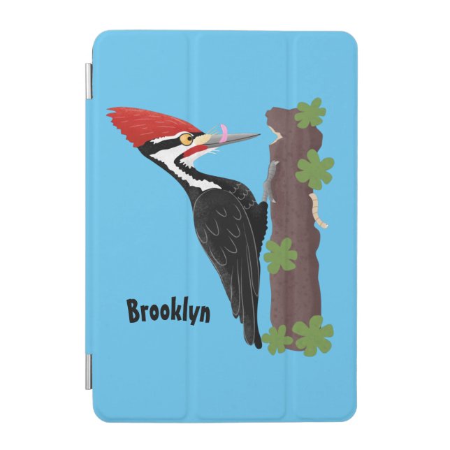 Cue funny Pileated woodpecker cartoon illustration iPad Mini Cover (Front)