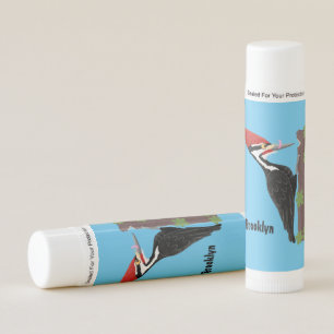 Cue funny Pileated woodpecker cartoon illustration Lip Balm