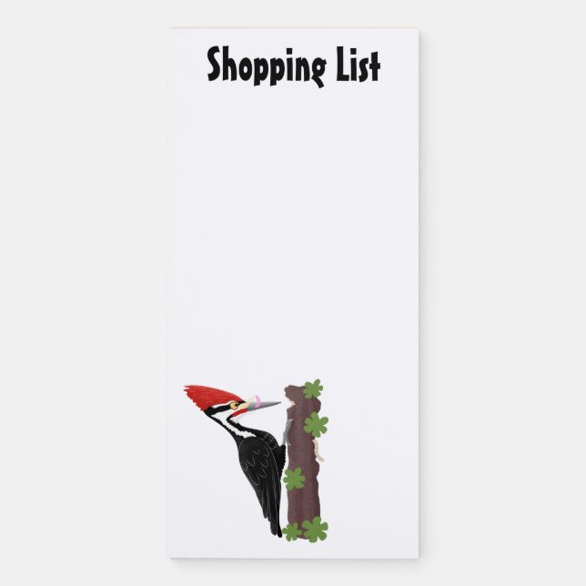 Cue funny Pileated woodpecker cartoon illustration Magnetic Notepad (Front)