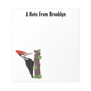 Cue funny Pileated woodpecker cartoon illustration Notepad