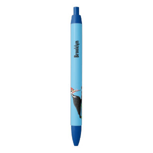 Cue funny Pileated woodpecker cartoon illustration Pen