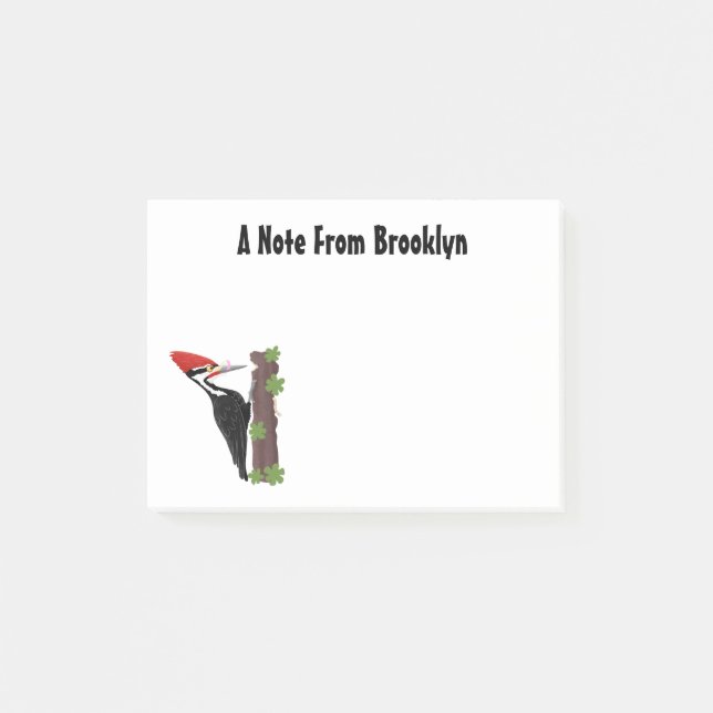 Cue funny Pileated woodpecker cartoon illustration Post-it Notes (Front)