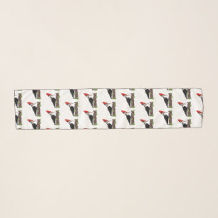 Cue funny Pileated woodpecker cartoon illustration Scarf