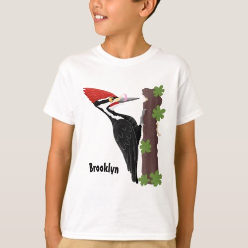 Cue funny Pileated woodpecker cartoon illustration T_Shirt