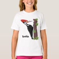 Cue funny Pileated woodpecker cartoon illustration