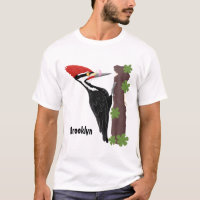 Cue funny Pileated woodpecker cartoon illustration