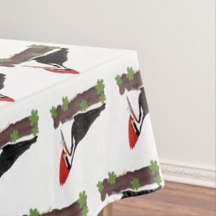 Cue funny Pileated woodpecker cartoon illustration Tablecloth