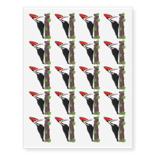 Cue funny Pileated woodpecker cartoon illustration Temporary Tattoos