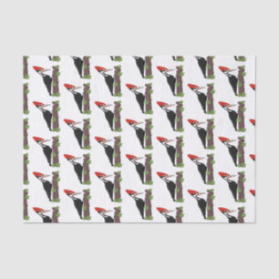 Cue funny Pileated woodpecker cartoon illustration Tissue Paper