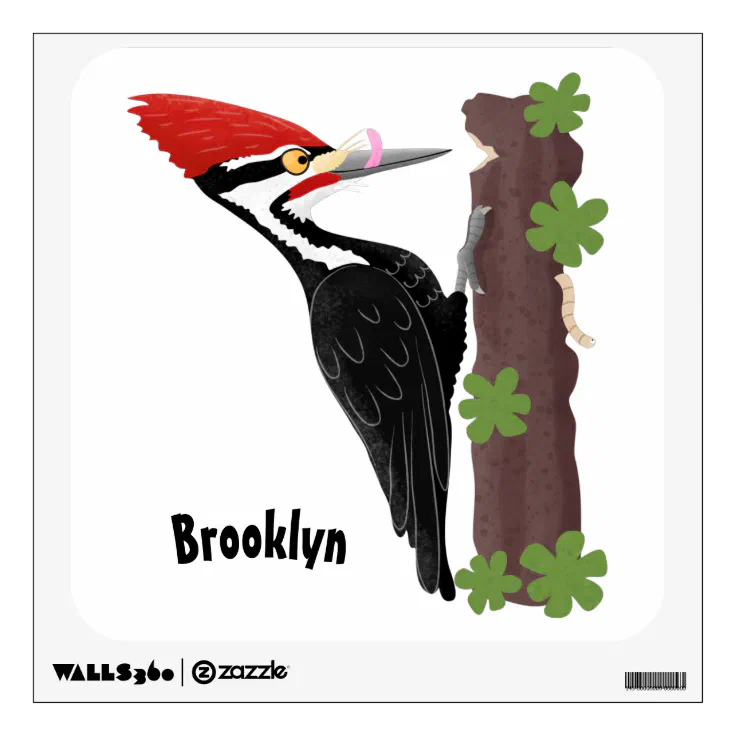 Cue Funny Pileated Woodpecker Cartoon Illustration Wall Decal Zazzle