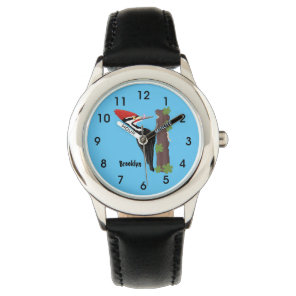 Cue funny Pileated woodpecker cartoon illustration Watch