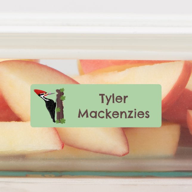 Cue funny Pileated woodpecker cartoon personalized Labels (Affixed)