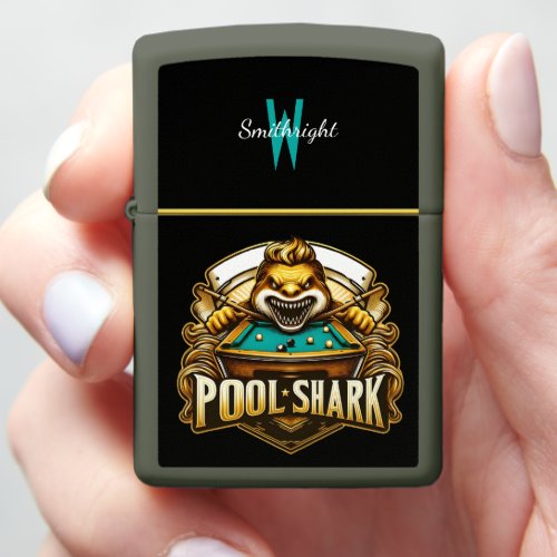 Cue Master Pool Shark Logo Zippo Lighter