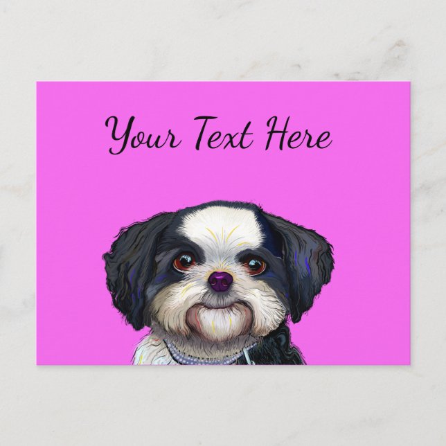 Cue Shih Tu Dog Design, adorable puppy image Postcard (Front)