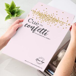 Cue the Confetti Custom Business logo Pink Gold  Envelope Mailers