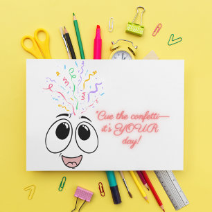 Cue the confetti in pink Kids Birthday card