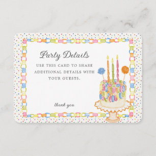 Cue the Confetti Paper Chain Birthday Details Card