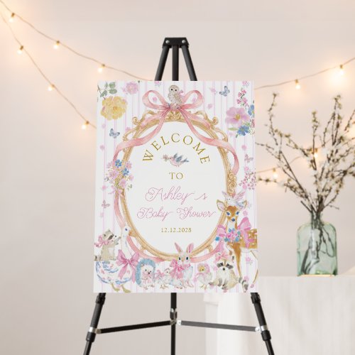 Cue Woodland Animals Girl Baby Shower Welcome Foam Board