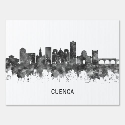 Cuenca Ecuador Skyline BW Sign