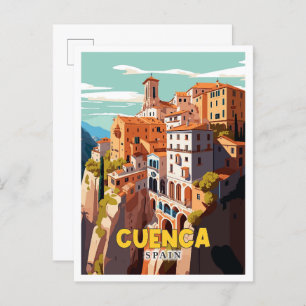 Cuenca Spain vintage travel illustration Postcard