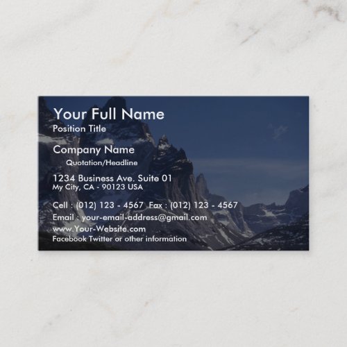 Cuernos Mountains, Patagonia, Argentina Business Card Templates